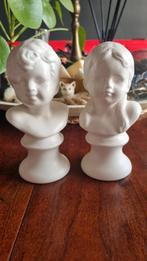 Borstbeelden Meisje & Jongen - Mat Wit, Verzamelen, Beelden en Beeldjes, Ophalen of Verzenden, Gebruikt, Mens
