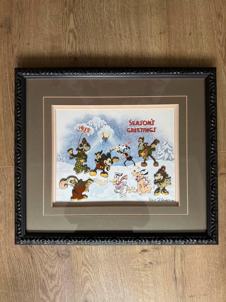 Walt Disney 'Seasons Greetings' Ingelijste Pin Set, Verzamelen, Disney, Zo goed als nieuw, Overige typen, Mickey Mouse, Ophalen of Verzenden