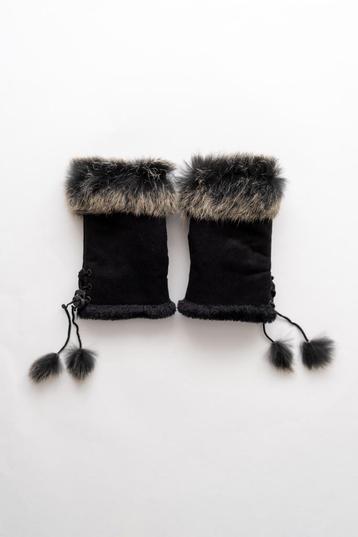 Zwarte Suède en Bont Handschoenen beschikbaar voor biedingen