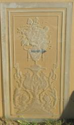 antiek geetst glasraam voor in deur, met bloemen griffioenen, Ophalen