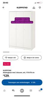 Ikea Kleppstad Kledingkast Wit 117x176, Huis en Inrichting, Ophalen, Overige materialen, Gebruikt, 100 tot 150 cm