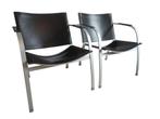 Prachtige tuigleren vintage tord bjorklund design fauteuil, Minder dan 75 cm, Gebruikt, Metaal, 50 tot 75 cm