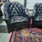 2 charmante Chesterfield fauteuils vintage leer + BEZORGING, Ophalen of Verzenden, Gebruikt, Leer, Chesterfield