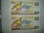 1392. Singapore, 2X 20 dollars 1979 Yellow-breasted Sunbird., Verzenden, Zuidoost-Azië, Setje