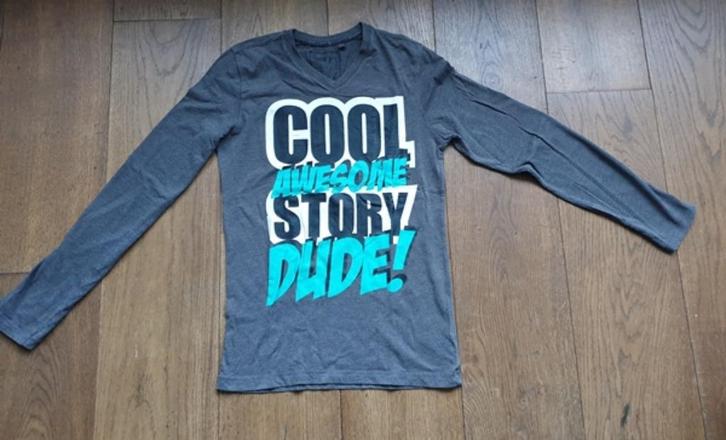 Coolcat Grijze Longsleeve met Print (158-164), Kinderen en Baby's, Kinderkleding | Maat 158, Gebruikt, Jongen, Shirt of Longsleeve