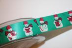 Rol kerst lint 24mm - groen met sneeuwpop #2994, Hobby en Vrije tijd, Naaien en Fournituren, Nieuw, Ophalen of Verzenden, Lint, Band of Elastiek
