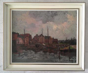 Stadje met haven ca.1935 - Frans Hoos (1884-1966 beschikbaar voor biedingen