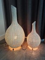 Vintage set rotan tafel/vloer lampen, Huis en Inrichting, Lampen | Vloerlampen, Ophalen of Verzenden, Gebruikt, Minder dan 100 cm