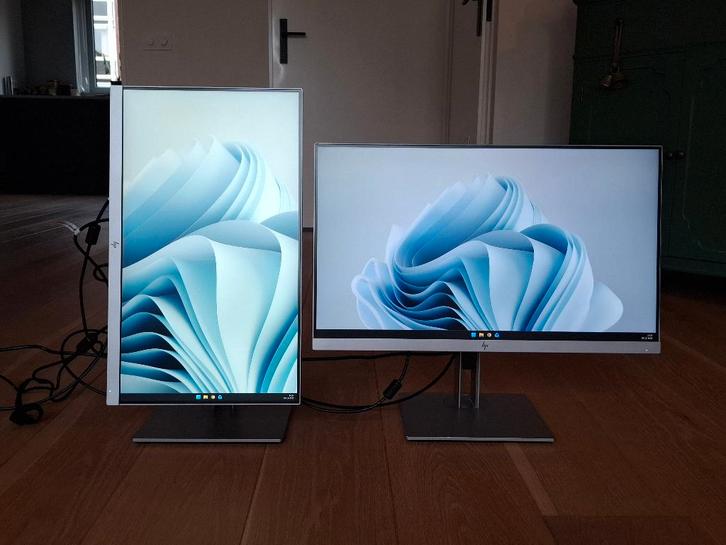2-monitor set: HP EliteDisplay+ E243 HP EliteDisplay E223d, Computers en Software, Monitoren, Zo goed als nieuw, 60 Hz of minder