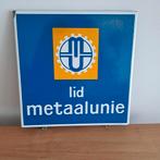 Lid metaalunie - langcat bussum emaille bord, Antiek en Kunst, Antiek | Emaille, Ophalen of Verzenden