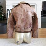 Prachtige Exclusieve Leren Jas (S) € 70,-, Bruin, Ophalen of Verzenden, Zo goed als nieuw, Vintage