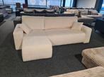 Nieuwe trendy hoekbank met bed en opberg beige ribstof, Ophalen of Verzenden, Nieuw, 150 cm of meer, Vierpersoons of meer