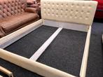 Originele chesterfield ivory leren bed 180X200, Ophalen, Tweepersoons, Zo goed als nieuw, 180 cm