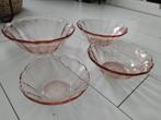 Vintage schalen roze persglas 4x, Ophalen of Verzenden, Overige stijlen, Glas, Schaal of Schalen