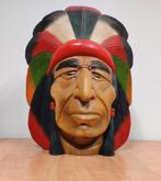 Houtsnijwerk hoofd indiaan, Antiek en Kunst, Ophalen of Verzenden