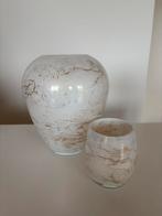 Marmeren set vaas + kaars, Huis en Inrichting, Woonaccessoires | Vazen, Overige kleuren, Aardewerk of Porselein, Ophalen of Verzenden