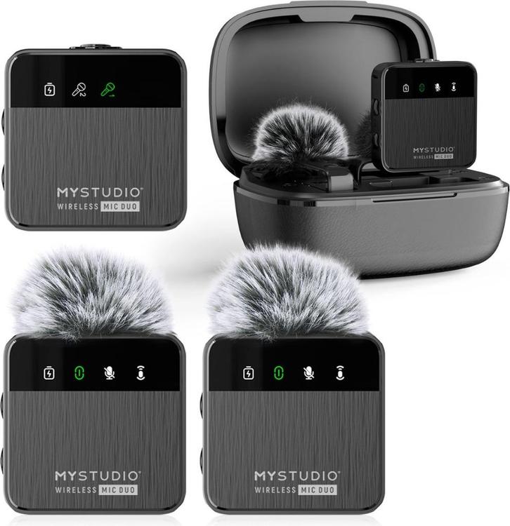 Mystudio Wireless Duo Lavalier Mic, Audio, Tv en Foto, Professionele Audio-, Tv- en Video-apparatuur, Zo goed als nieuw, Audio