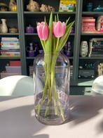 Lichtroze hoge glazen vaas, Ophalen, Gebruikt, Overige kleuren, Glas