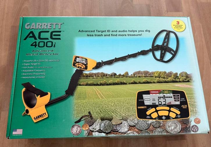 Garrett Ace 400i met draadloze koptelefoon en extras zgan, Hobby en Vrije tijd, Metaaldetectors, Zo goed als nieuw, Meer dan 30 cm