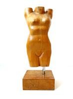 Houten beeld – handgesneden – vrouwentorso., Verzenden