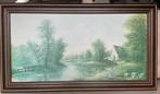 Replica schilderij van H G Kiesel landschap in houten lijst, Antiek en Kunst, Kunst | Schilderijen | Klassiek, Ophalen