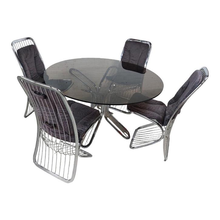 Vintage eettafel met stoelen, Gastone Rinaldi (Italië), Huis en Inrichting, Tafels | Eettafels, Gebruikt, 100 tot 150 cm, 100 tot 150 cm