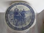 Vintage Bord delftsblauw voorstelling paard met arreslee, Ophalen