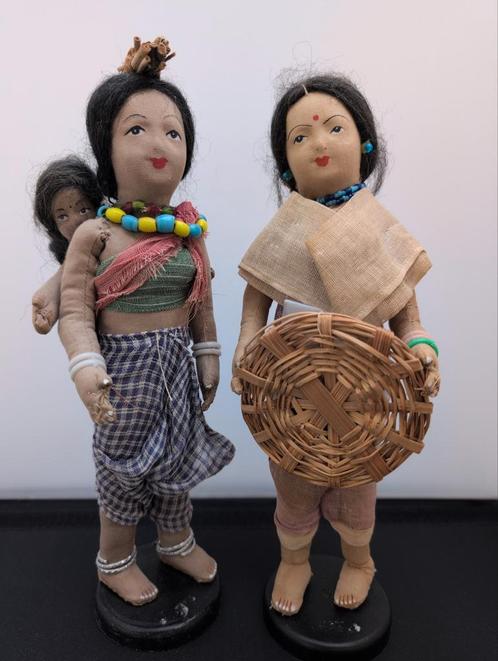 Vintage Indiase stoffen poppen rek5, Antiek en Kunst, Kunst | Niet-Westerse kunst, Ophalen of Verzenden