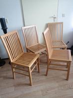 4 Beuken Houten Eetkamerstoelen, Huis en Inrichting, Stoelen, Ophalen, Bruin, Zo goed als nieuw, Vier