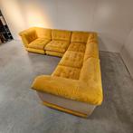 Vintage modulaire bank, geel, nubuck leer, Ophalen, Gebruikt, Leer, Vintage