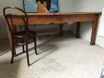 Frans vintage houten lange tafel, lade, groot bureau antiek, Ophalen of Verzenden