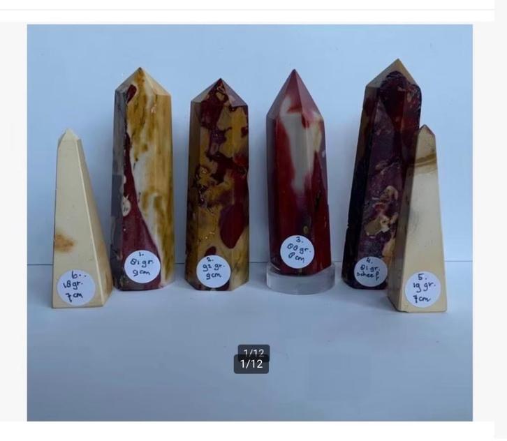 6 x Mookaiet Torens, Punten, obelisk, zie beschrijving, Verzamelen, Mineralen en Fossielen, Mineraal, Ophalen of Verzenden