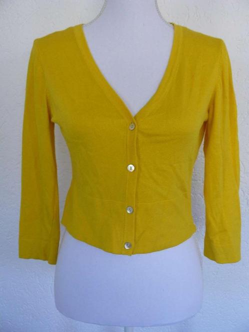 Kort, zonnig geel vestje met V-hals van Zilch maat S., Kleding | Dames, Truien en Vesten, Zo goed als nieuw, Maat 36 (S), Geel