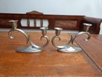 2 vintage tinnen kandelaars, Metawa Holland, Ophalen of Verzenden, Overige materialen