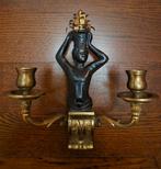 Zeer mooie set van 2 oude wandkandelaars van brons messing, Ophalen