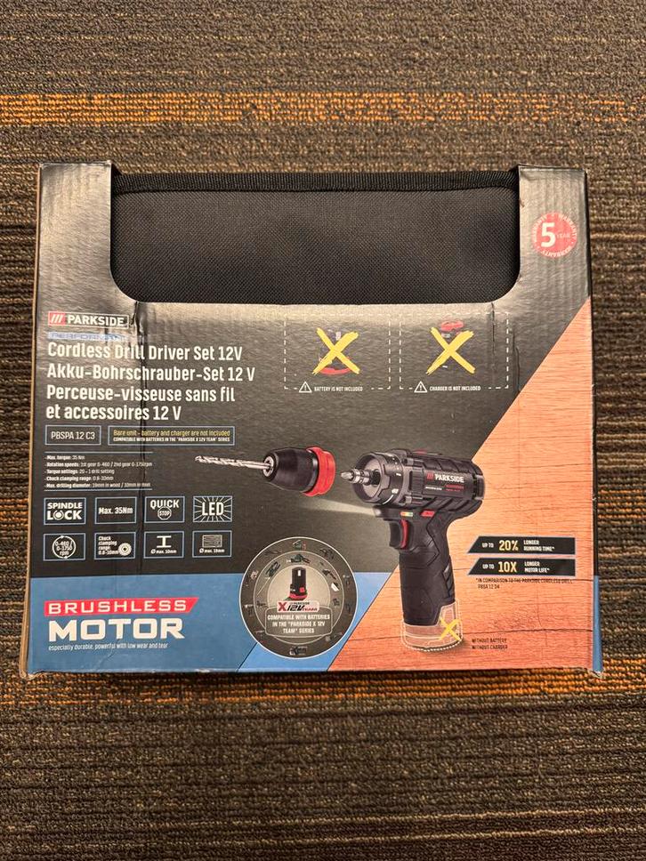 Parkside Performance Accu-boorschroefmachine 12V - Nieuw, Doe-het-zelf en Verbouw, Gereedschap | Boormachines, Nieuw, Boor- en Schroefmachine