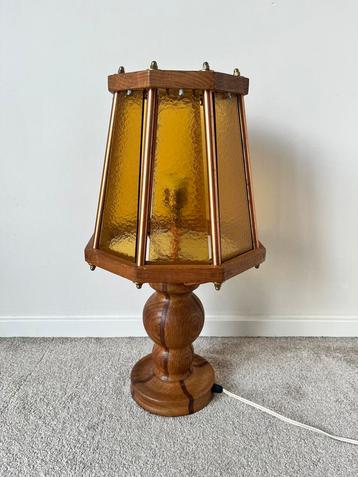 Prachtige vintage lamp, 52x21cm. Hout 60s 70s design retro beschikbaar voor biedingen
