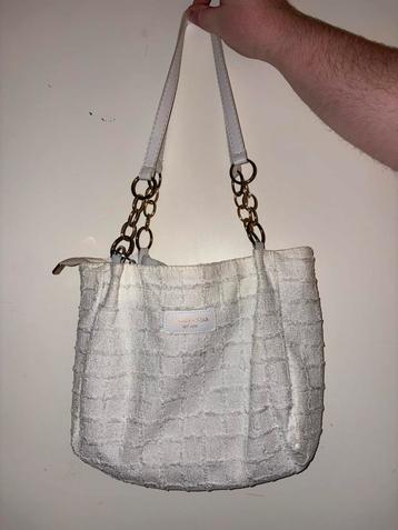 Handtas met rits van stof kleur wit beschikbaar voor biedingen