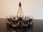 Zeldzaam art deco rookglas likeurset met dienblad, Antiek en Kunst, Antiek | Glas en Kristal, Ophalen