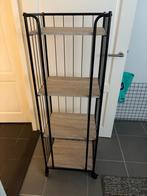 Hoge wandkast op wieltjes in staal en hout., Ophalen, Zo goed als nieuw