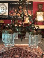 Groot Franse antiek kristallen kroonluchter brons  barok, Ophalen, Zo goed als nieuw, Overige materialen