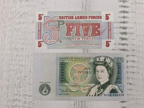Engeland 2 biljetten UNC, Postzegels en Munten, Bankbiljetten | Europa | Niet-Eurobiljetten, Overige landen, Ophalen of Verzenden