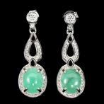 oorbellen 925 zilver 14 k wit goud verguld met Smaragd, Nieuw, Ophalen of Verzenden, Met edelsteen, Knopjes of Stekers