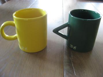 gele en groene mok, Douwe Egberts, circa jaren 90, Just Mugs beschikbaar voor biedingen