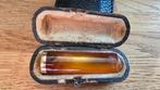 Antiek barnsteen sigarettenpijpje in origineel houten etui, Ophalen, Gebruikt, Sigarenbandjes