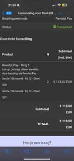 Bankzitters kaarten ring 1 24 januari, Tickets en Kaartjes, Evenementen en Festivals, Twee personen