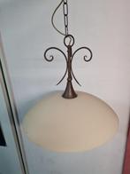 Hanglamp glas met koper, Huis en Inrichting, Lampen | Hanglampen, Klassiek vintage, Zo goed als nieuw, 50 tot 75 cm, Ophalen