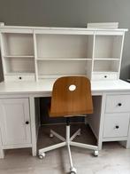 IKEA Hemnes Bureau Wit met Opbouwdeel en IKEA Bureaustoel, Huis en Inrichting, Bureaus, Ophalen, Gebruikt