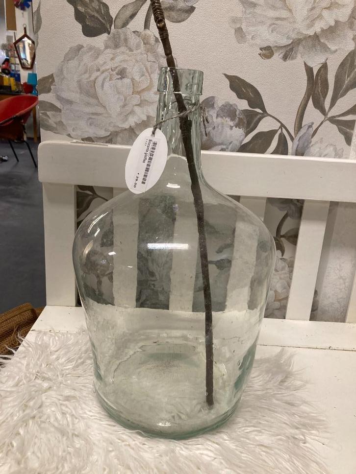 Brocante glazen gistfles - fles - bolvaas - vaas, Antiek en Kunst, Curiosa en Brocante, Ophalen