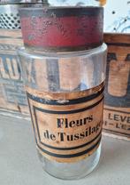 antieke glazen apotheekpot - Fleurs de tussilage - Frankrijk, Antiek en Kunst, Ophalen